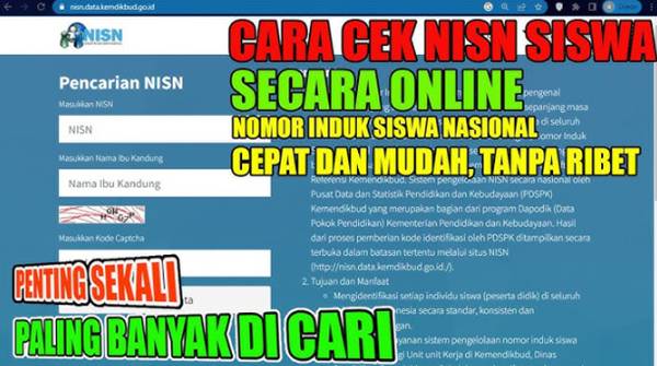 Cara Cek NISN Pakai NIK untuk Siswa SD hingga SMA Secara Online